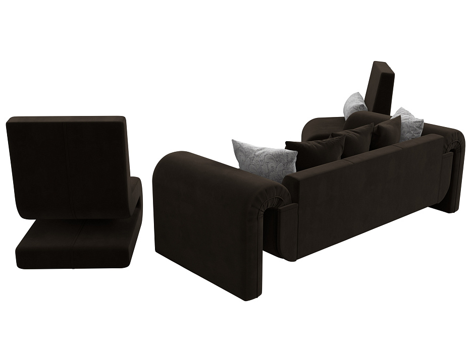 Набор Волна-1 (диван, 2 кресла) (коричневый;серый)