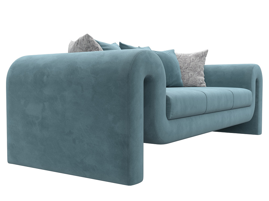 Диван прямой Волна (seven 113 бирюзовый;seven 17 серый)