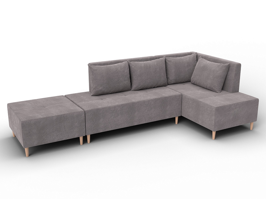 Диван угловой модульный с пуфом Лига-126 угол правый (laim 04 бежевый)