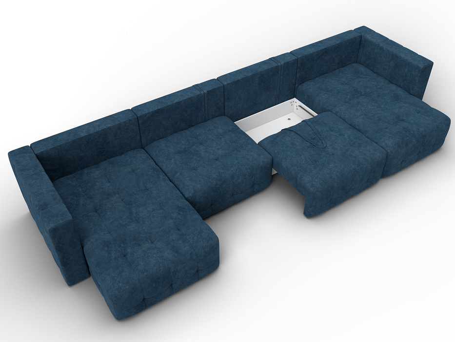 Диван П-образный Лига-052 НПБ Лонг (brut 11 синий)