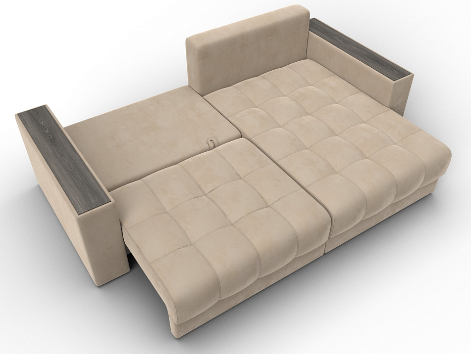 Диван угловой с декором Лига-049 НПБ (seven 729 бежевый)