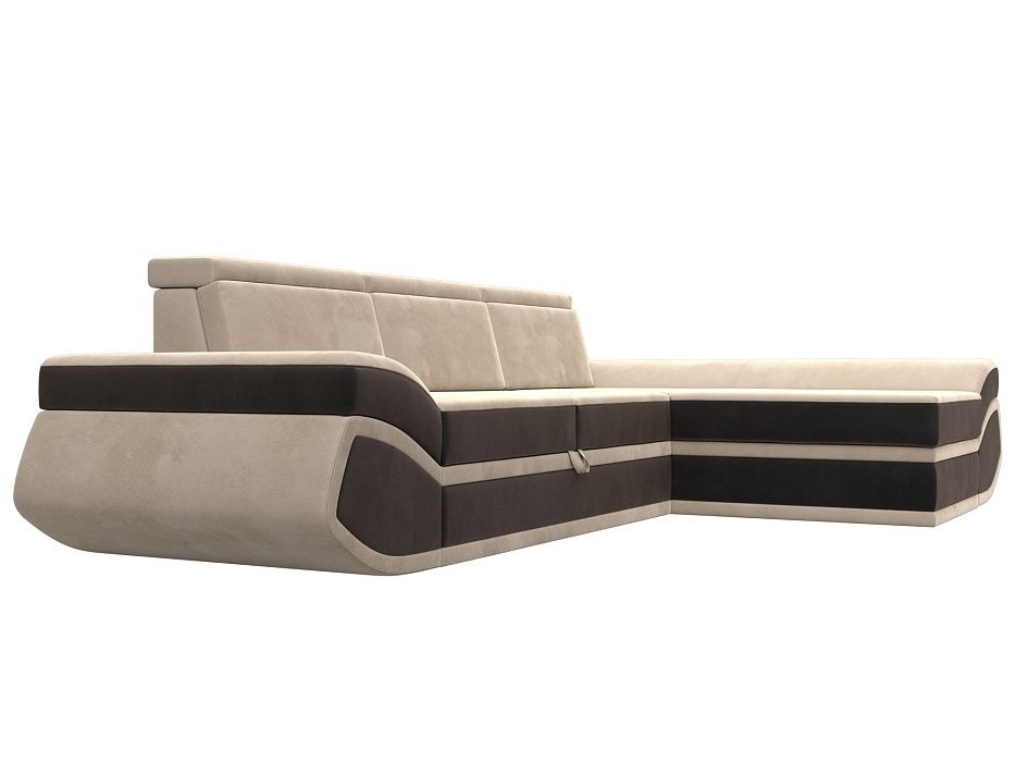 Диван угловой Лига-032 правый угол (seven 729 бежевый;seven 727 коричневый)