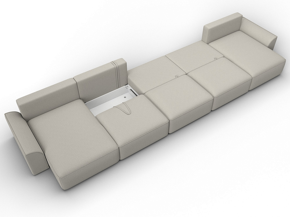 Диван П-образный Лига-048 НПБ МегаЛонг (амур 02 бежевый)