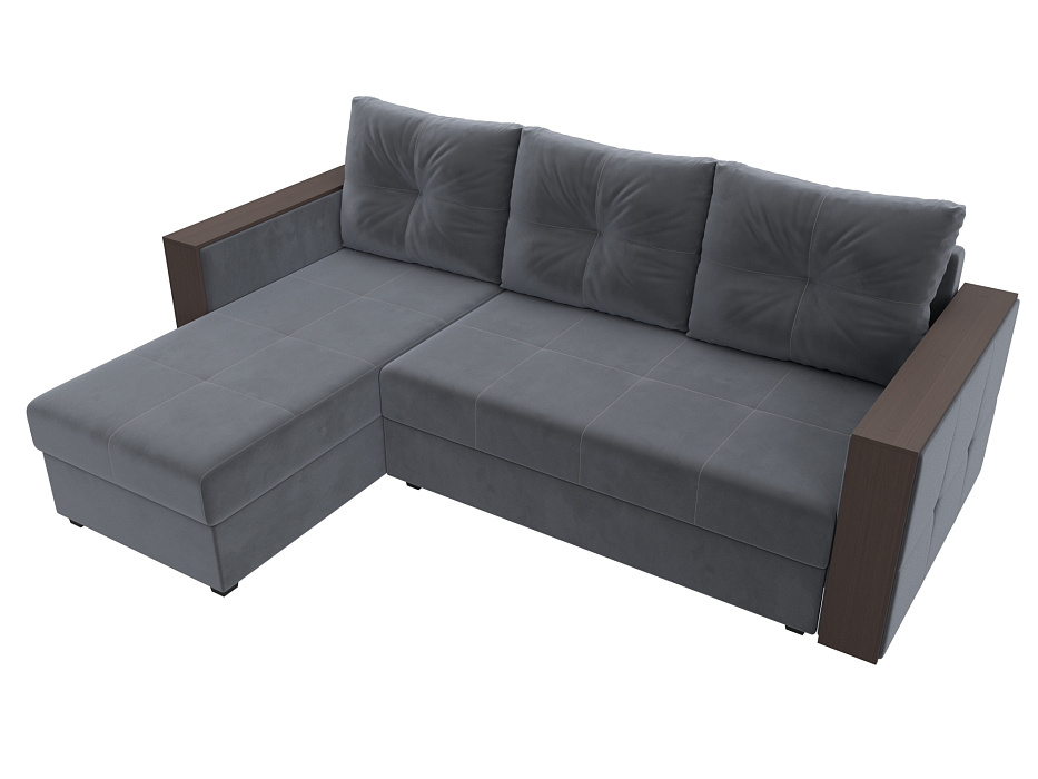 Диван угловой Валенсия Лайт левый угол (seven 17 серый)