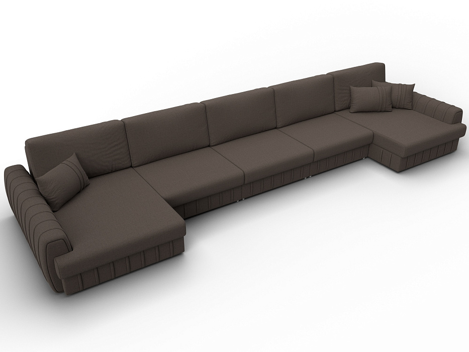 Диван П-образный Лига-057 НПБ МегаЛонг (амур 05 коричневый)