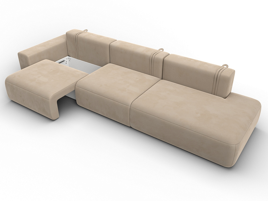 Диван прямой Лига-036 НПБ Модерн Лонг подлокотник слева (seven 729 бежевый)