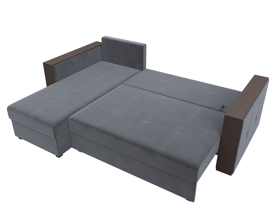 Диван угловой Валенсия Лайт левый угол (seven 17 серый)