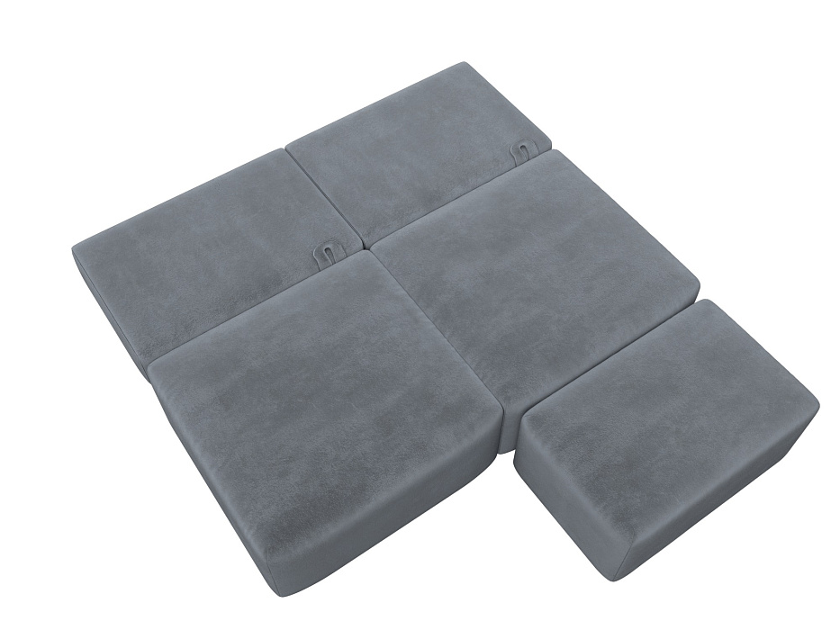 Диван прямой модульный с пуфом Лига-060 НПБ (tower 10 серый)