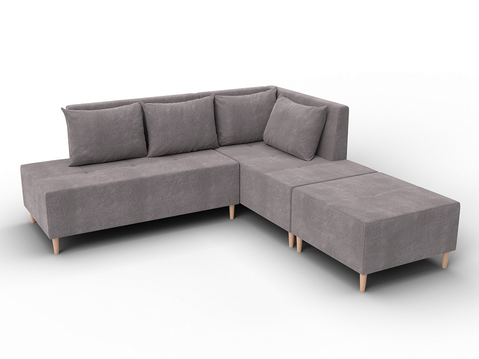 Диван угловой модульный с пуфом Лига-126 угол правый (laim 04 бежевый)