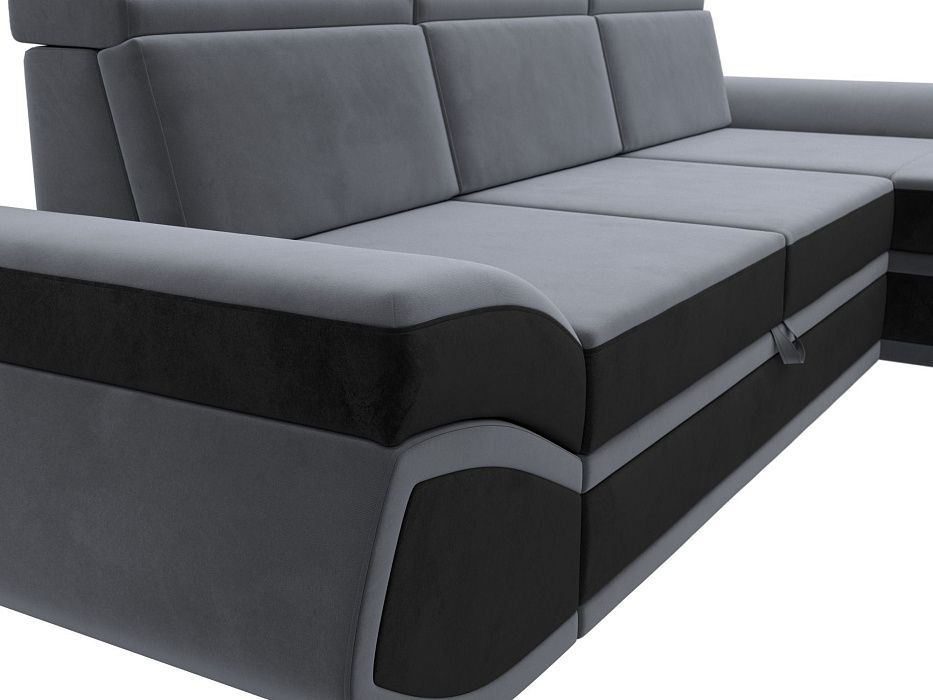 Диван угловой Лига-032 правый угол (seven 17 серый;seven 35 черный)