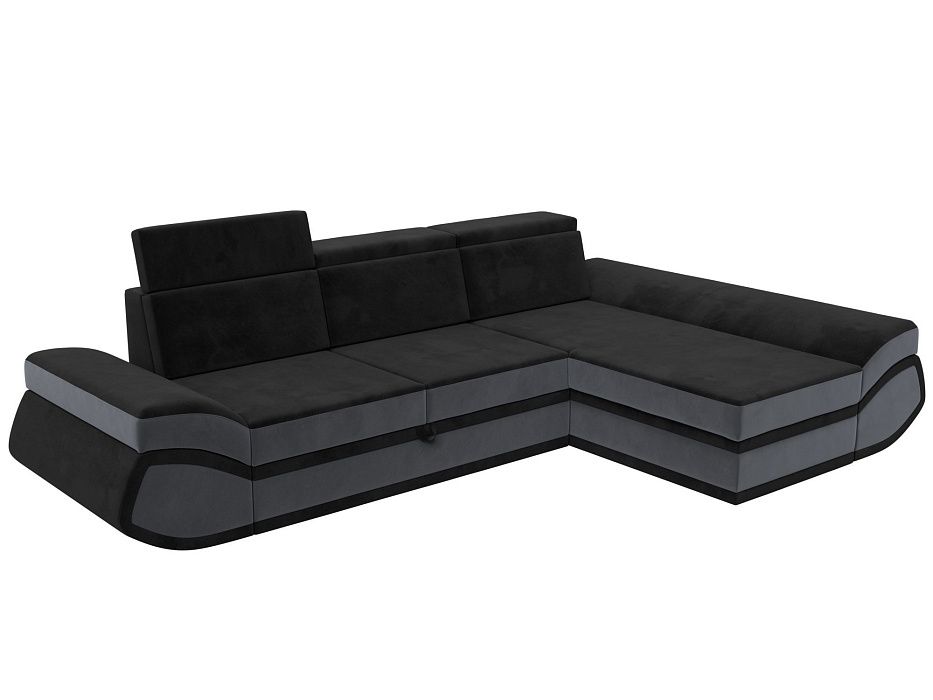 Диван угловой Лига-032 правый угол (seven 35 черный;seven 17 серый)
