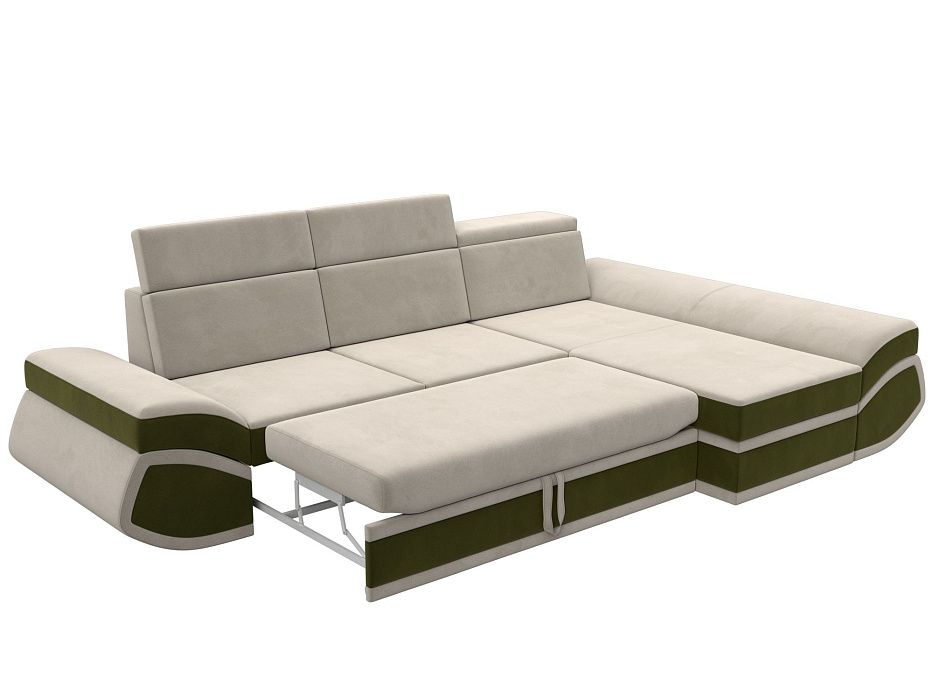 Диван угловой Лига-032 правый угол (бежевый;зеленый)