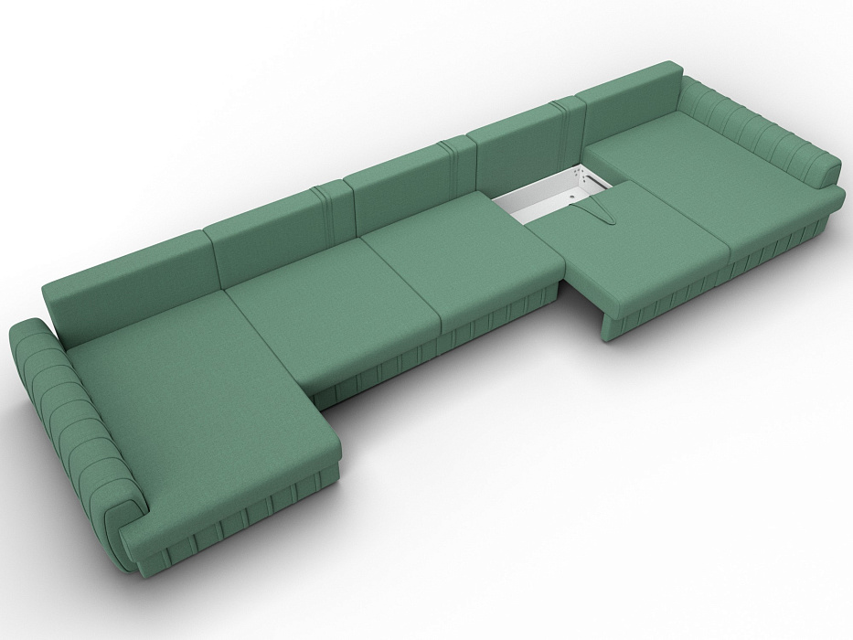 Диван П-образный Лига-057 НПБ МегаЛонг (амур 11 зеленый)