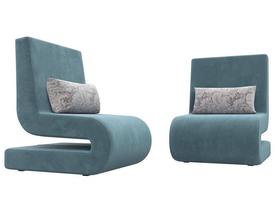 Кресло Волна (2 шт.) (seven 113 бирюзовый;seven 17 серый)