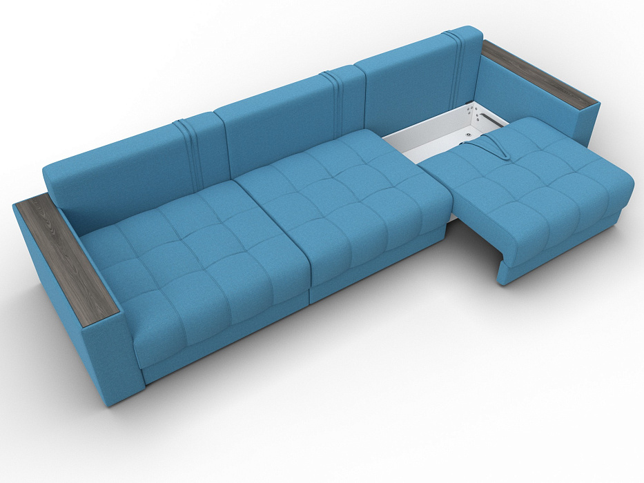 Диван прямой с декором Лига-049 НПБ Лонг (амур 10 голубой)