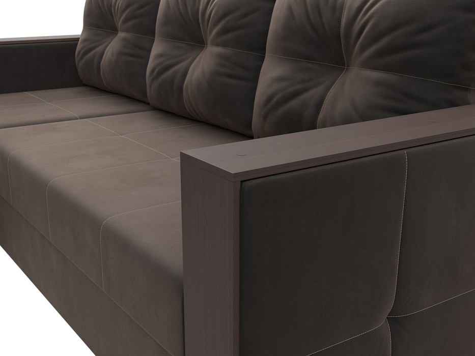 Диван угловой Валенсия Лайт левый угол (seven 727 коричневый)