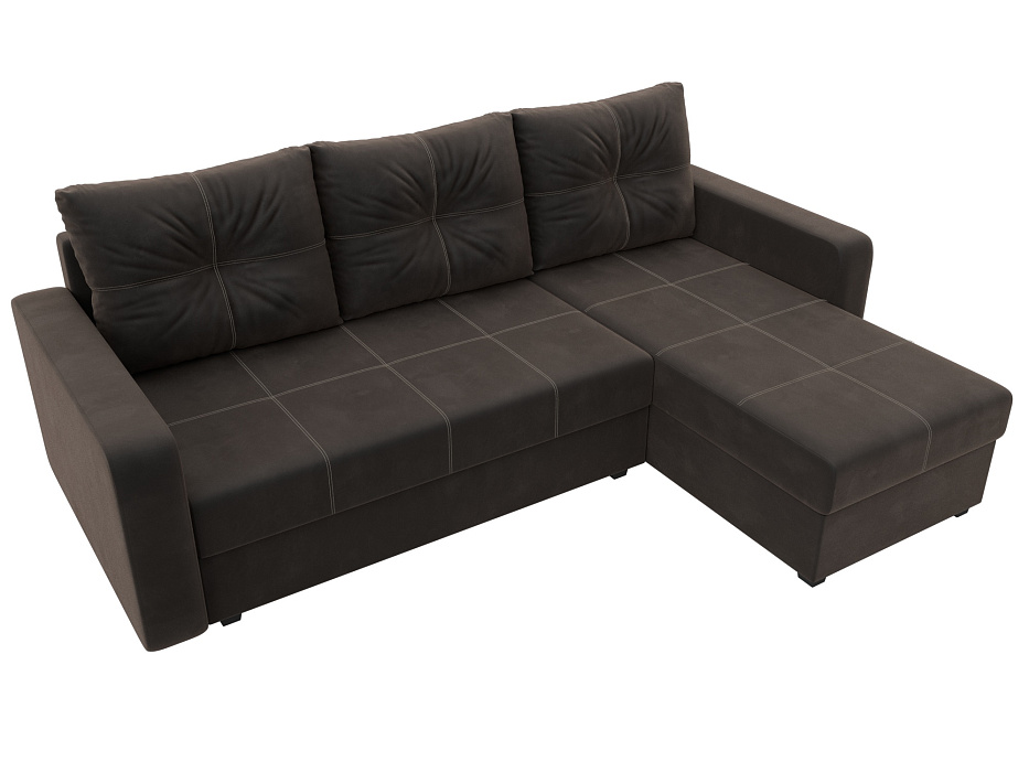Диван угловой Ливерпуль Лайт правый угол (seven 727 коричневый)