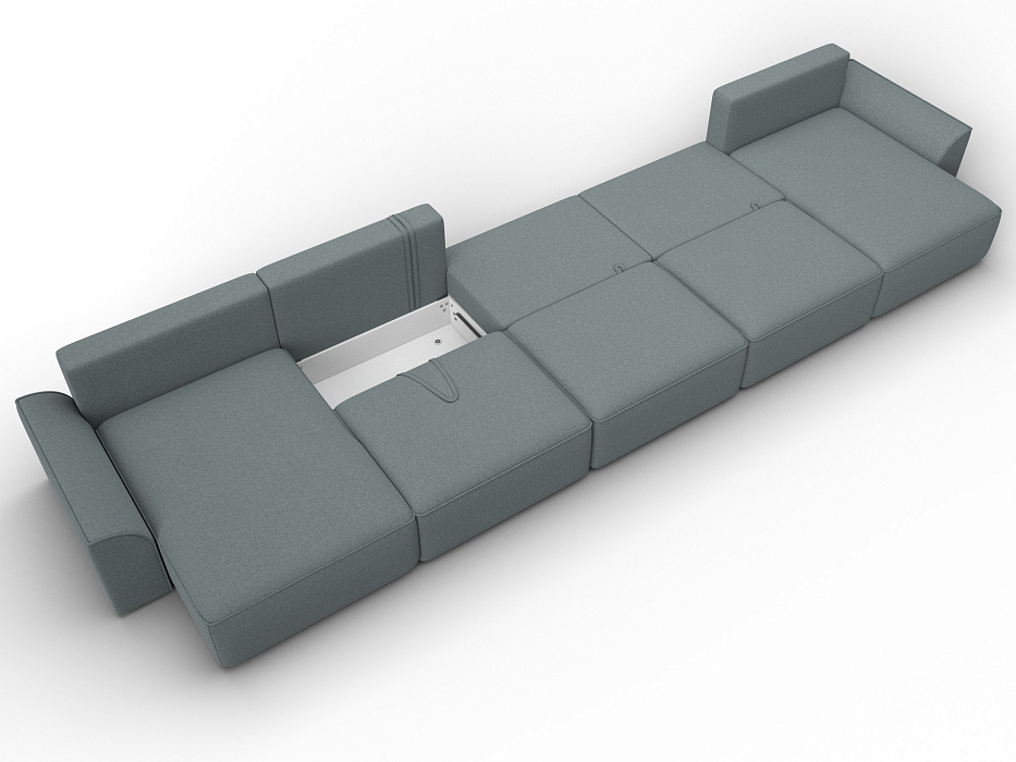 Диван П-образный Лига-048 НПБ МегаЛонг (амур 07 серый)