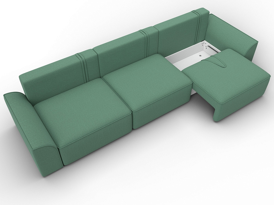 Диван прямой Лига-048 НПБ Лонг (амур 11 зеленый)