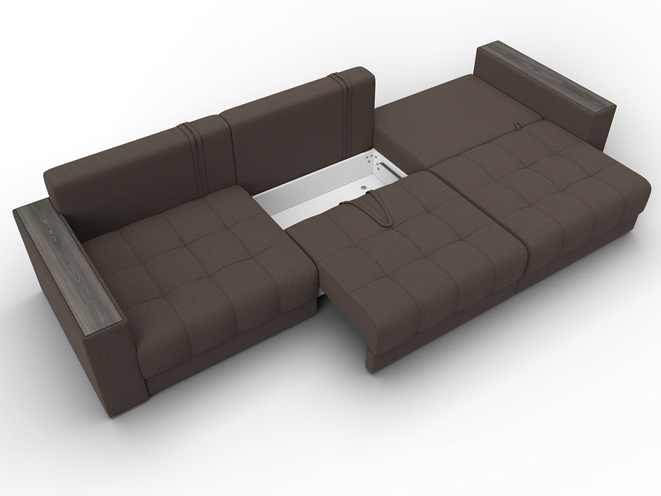 Диван прямой с декором Лига-049 НПБ Лонг (амур 05 коричневый)