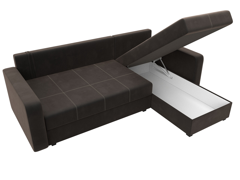 Диван угловой Ливерпуль Лайт правый угол (seven 727 коричневый)