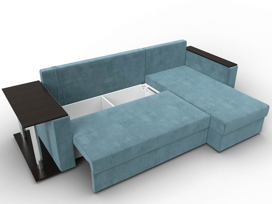 Диван угловой Атланта со столом правый угол (seven 113 бирюзовый)