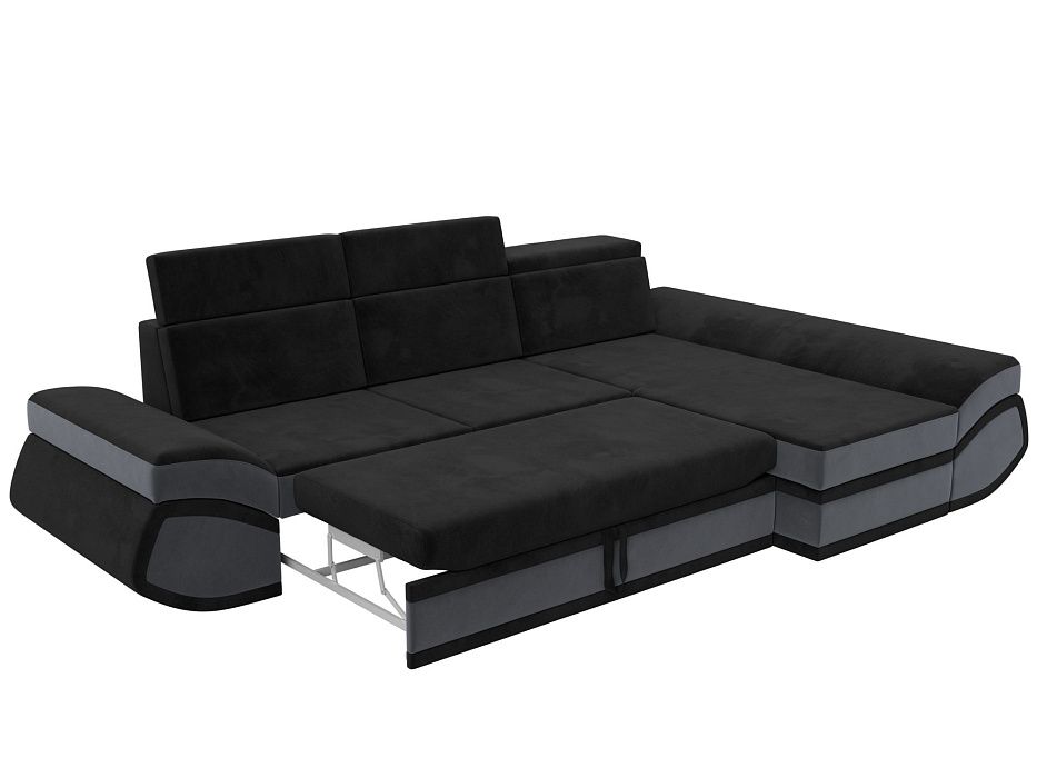 Диван угловой Лига-032 правый угол (seven 35 черный;seven 17 серый)