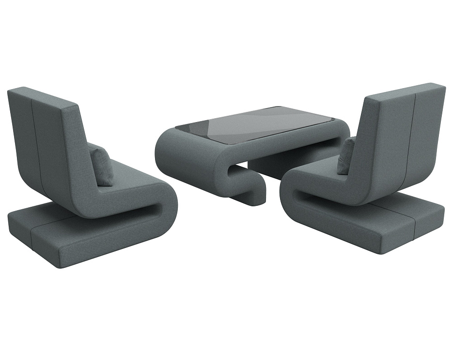 Набор Волна-3 (стол, 2 кресла) (амур 07 серый)