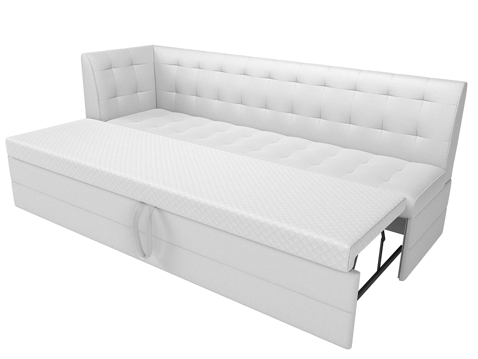 Диван кухонный прямой Бриз с углом слева (белый)