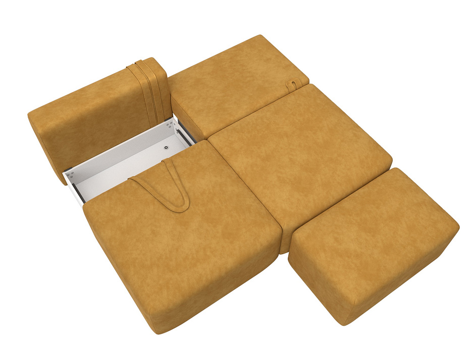 Диван прямой модульный с пуфом Лига-060 НПБ (brut 10 желтый)