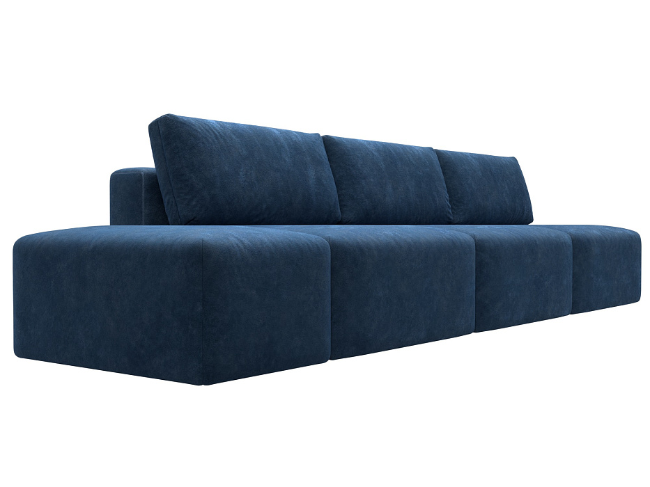 Диван прямой модульный с пуфом Лига-060 НПБ Лонг (brut 11 синий)