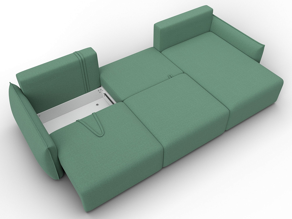 Диван угловой Лига-051 НПБ Лонг угол универсальный (амур 11 зеленый)