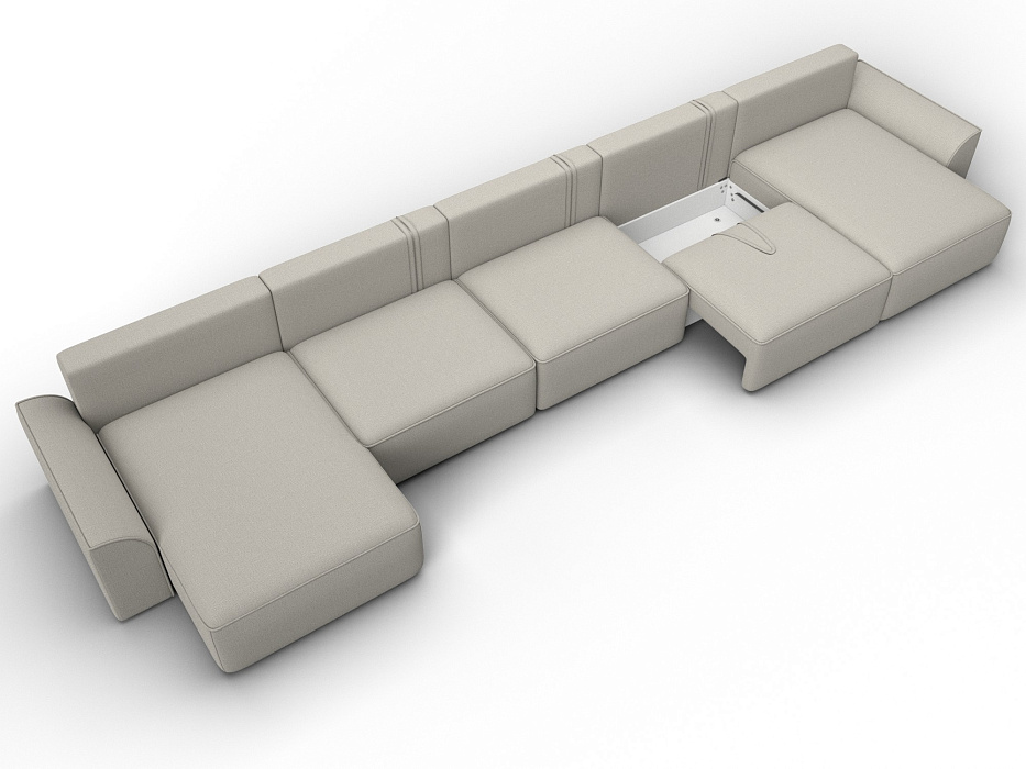Диван П-образный Лига-048 НПБ МегаЛонг (амур 02 бежевый)