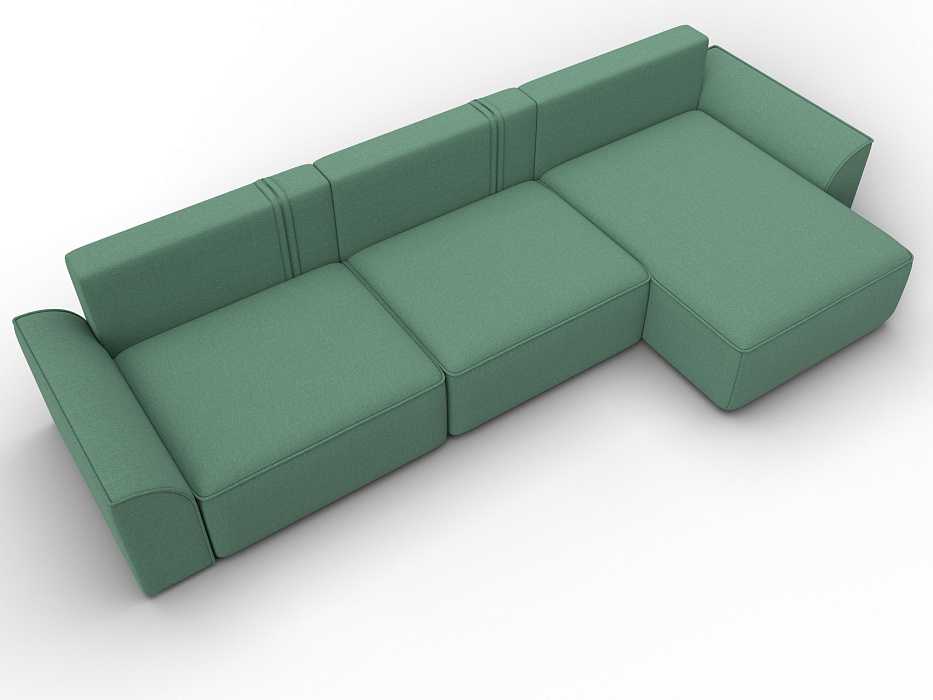 Диван угловой Лига-048 НПБ лонг (амур 11 зеленый)