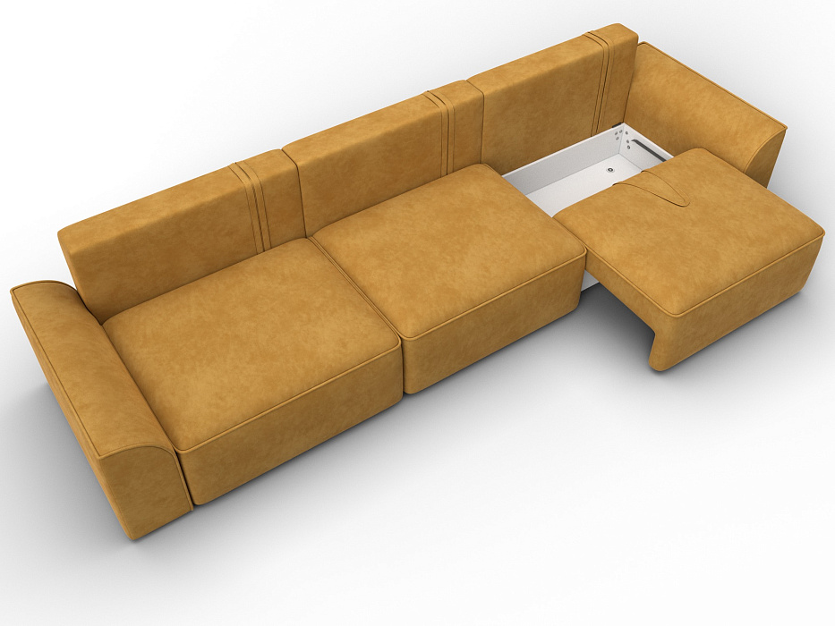 Диван прямой Лига-048 НПБ Лонг (brut 10 желтый)