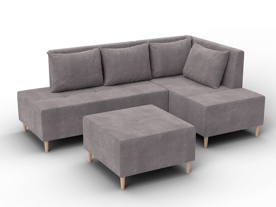 Диван угловой модульный с пуфом Лига-126 угол правый (laim 04 бежевый)