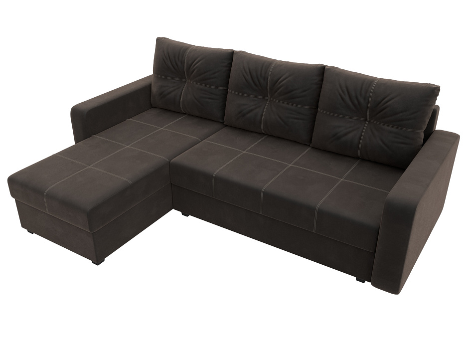 Диван угловой Ливерпуль Лайт левый угол (seven 727 коричневый)