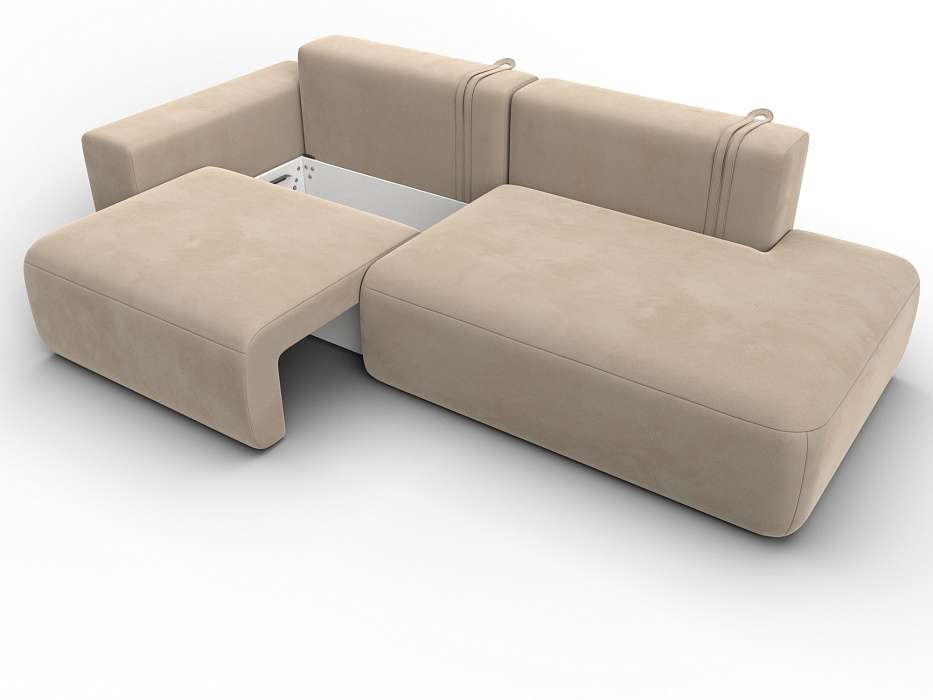 Диван прямой Лига-036 НПБ Модерн подлокотник слева (seven 729 бежевый)