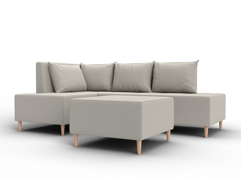 Диван угловой модульный с пуфом Лига-126 угол левый (амур 02 бежевый)