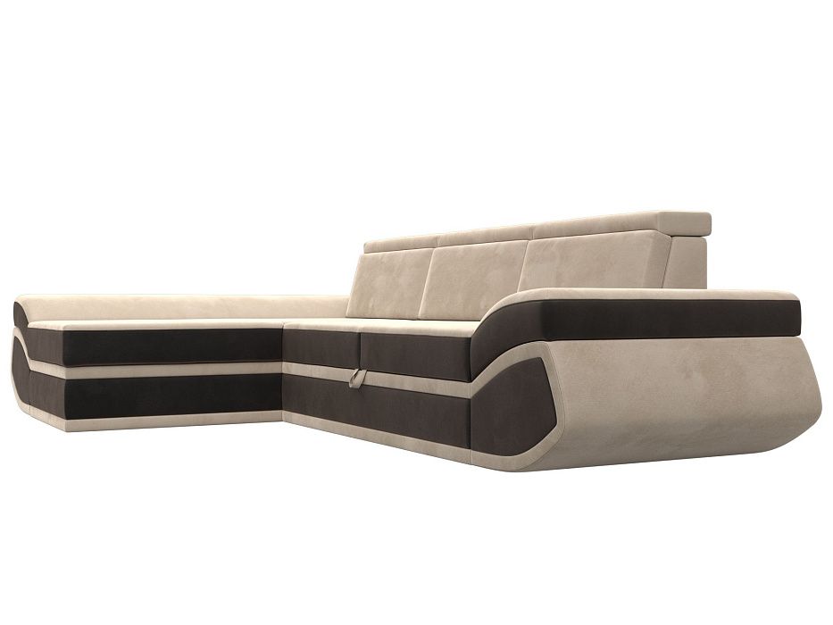 Диван угловой Лига-032 левый угол (seven 729 бежевый;seven 727 коричневый)