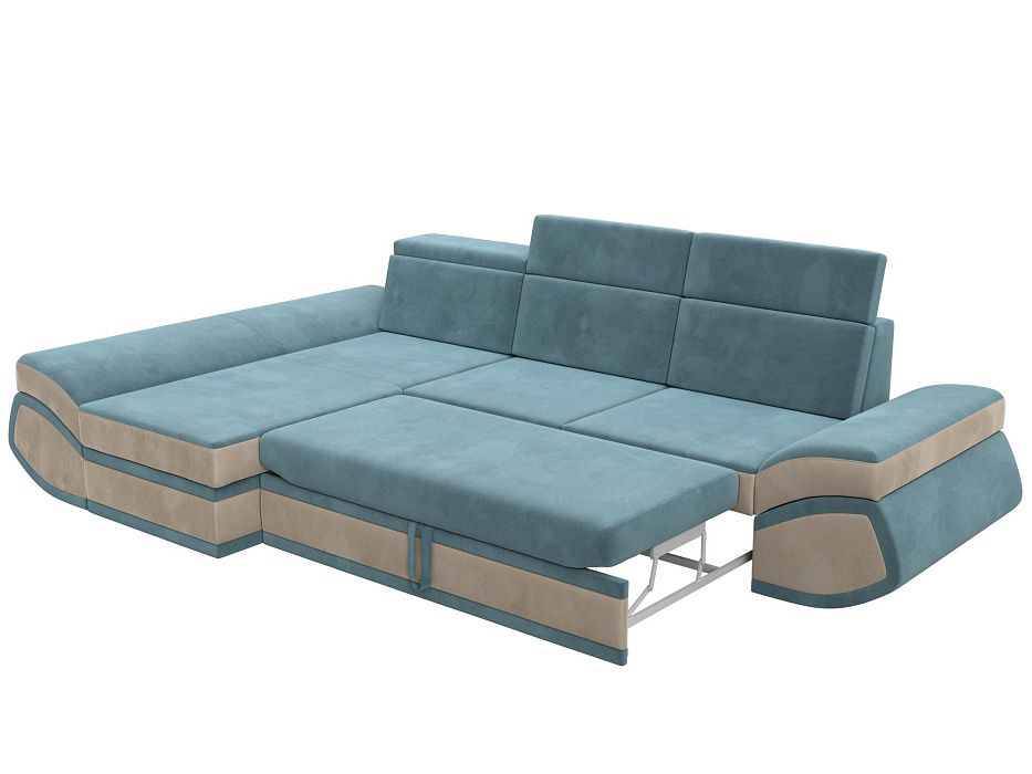 Диван угловой Лига-032 левый угол (seven 113 бирюзовый;seven 729 бежевый)