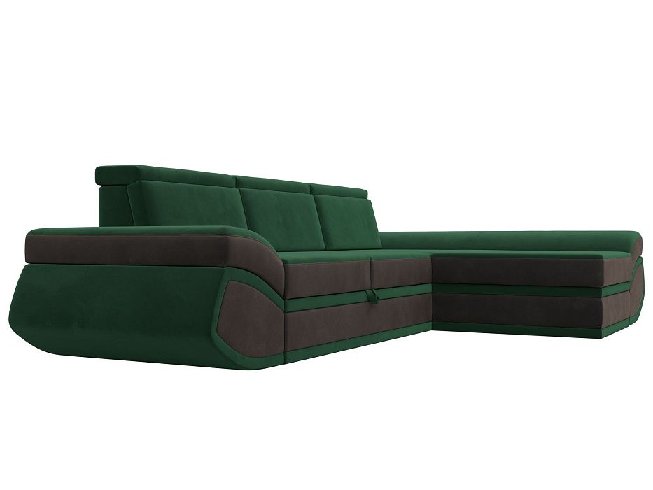 Диван угловой Лига-032 правый угол (seven 626 зеленый;seven 727 коричневый)