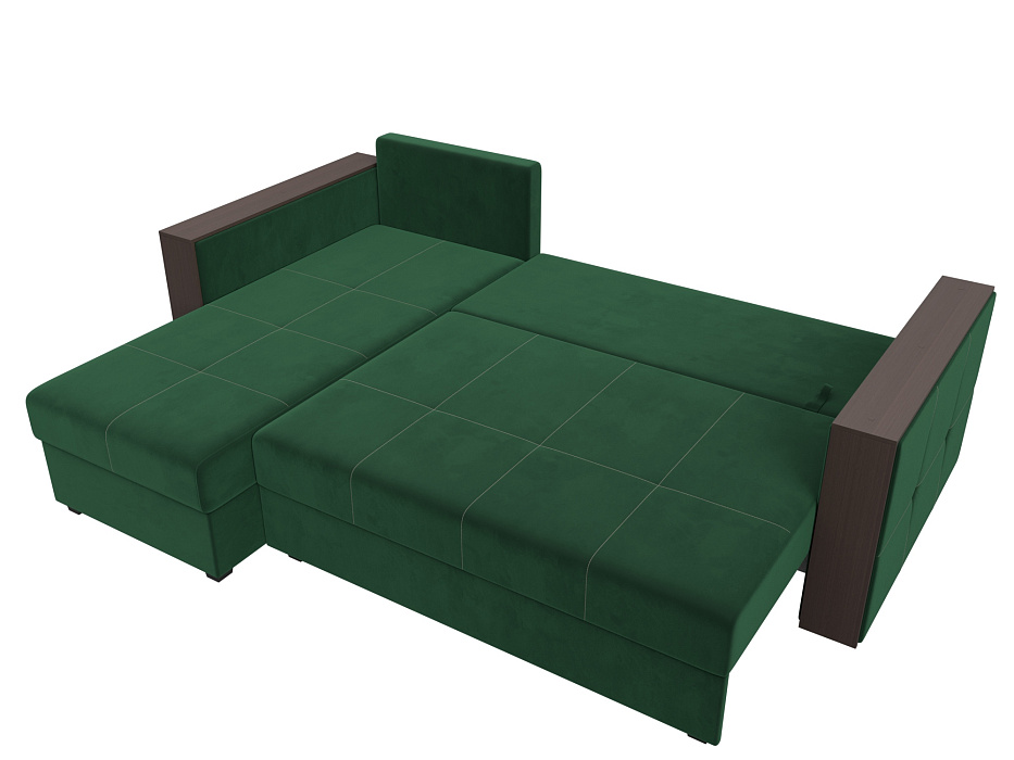 Диван угловой Валенсия Лайт левый угол (seven 626 зеленый)