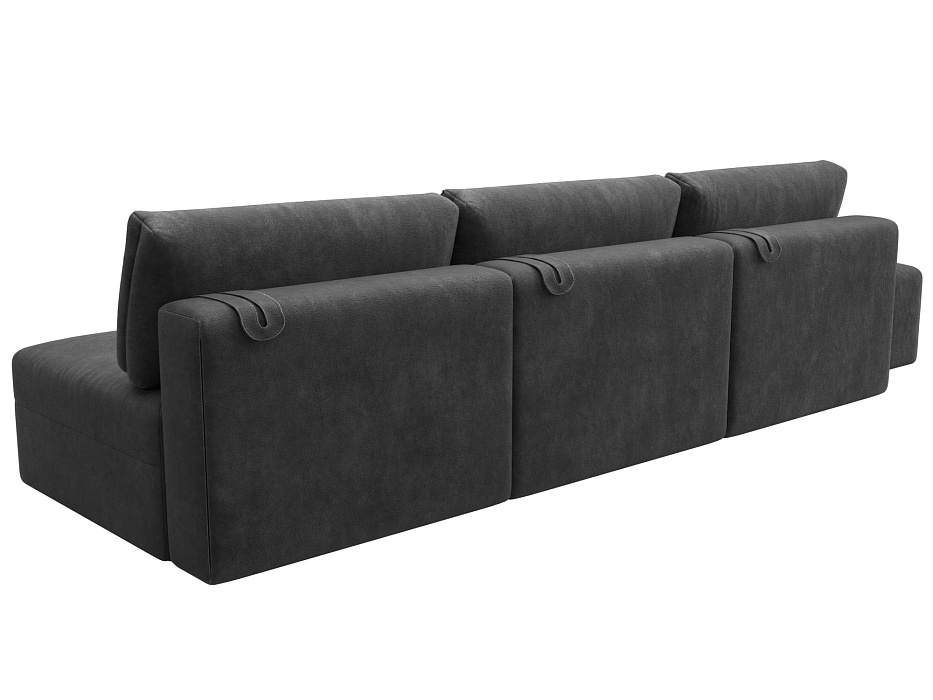 Диван прямой модульный с пуфом Лига-060 НПБ Лонг (brut 16 темно-серый)