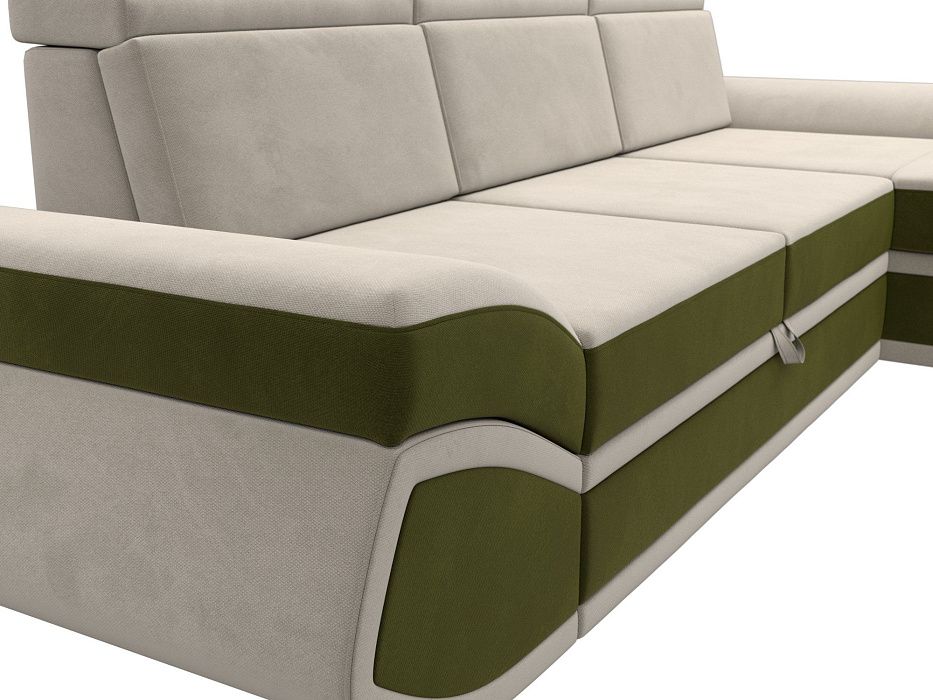 Диван угловой Лига-032 правый угол (бежевый;зеленый)