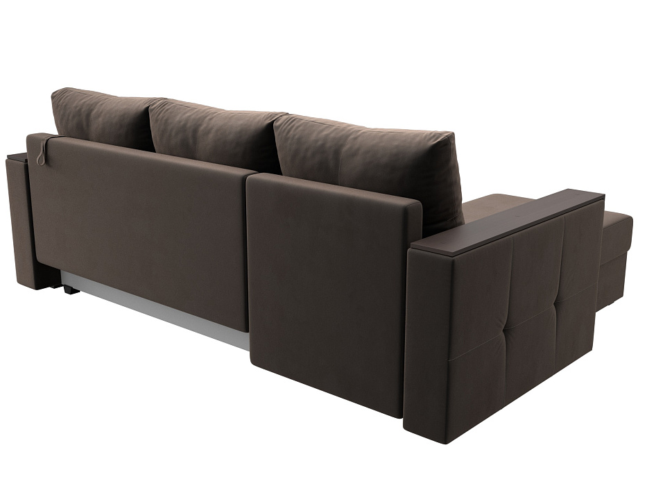 Диван угловой Валенсия Лайт левый угол (seven 727 коричневый)