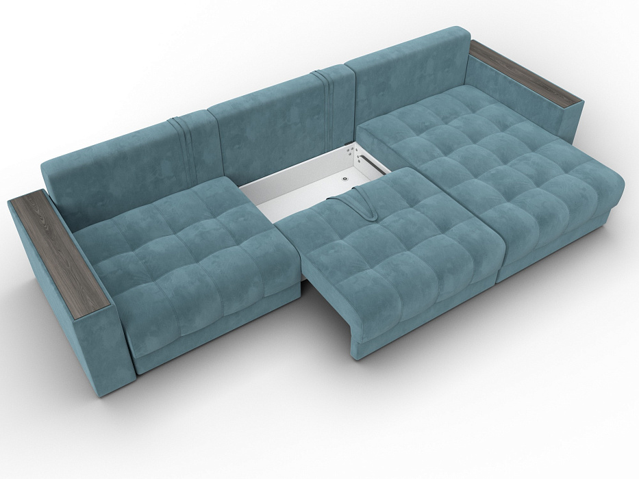 Диван угловой с декором Лига-049 НПБ Лонг (seven 113 бирюзовый)