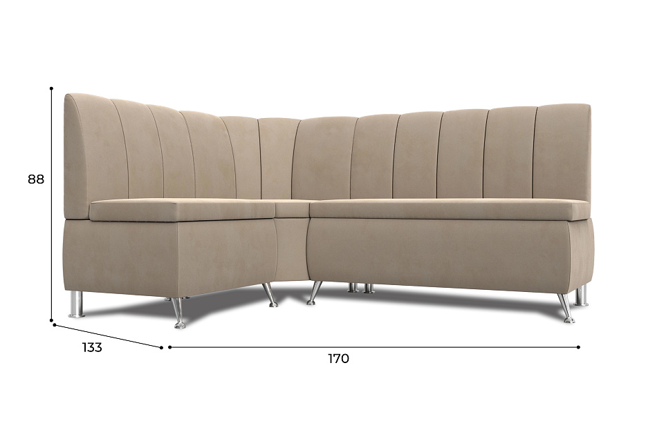 Диван кухонный угловой Кантри левый угол (seven 729 бежевый)