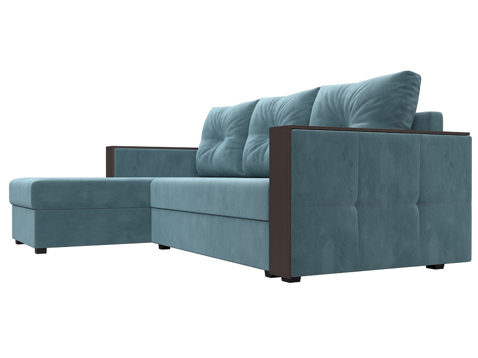 Диван угловой Валенсия Лайт левый угол (seven 113 бирюзовый)