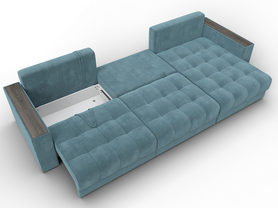 Диван угловой с декором Лига-049 НПБ Лонг (seven 113 бирюзовый)